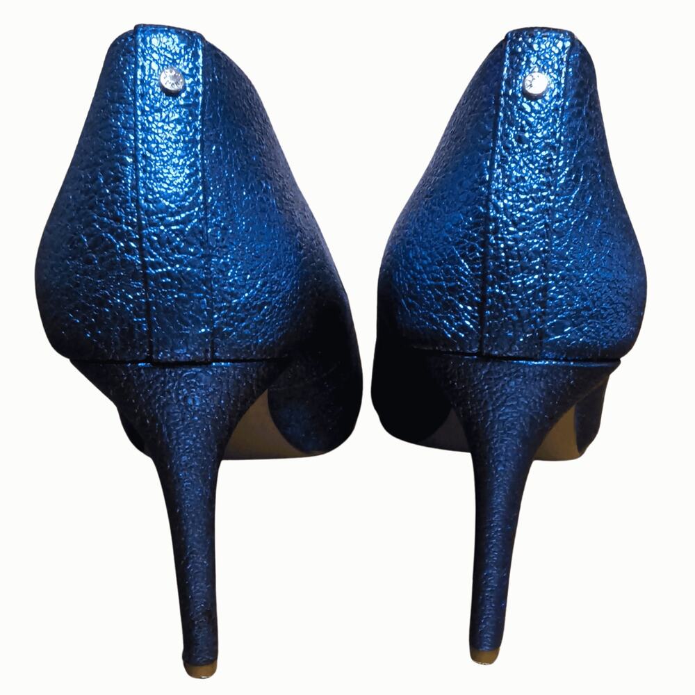 BCBGeneration Blue Metallic SZ 10 Pointed Toe Heels Pumps Stiletto Women - Picture 4 of 6